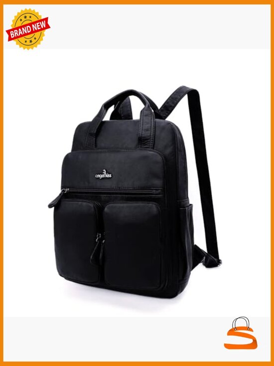 Soft Vegan Leather Multi Pocket Daypack Travel Backpack Purse main image 5